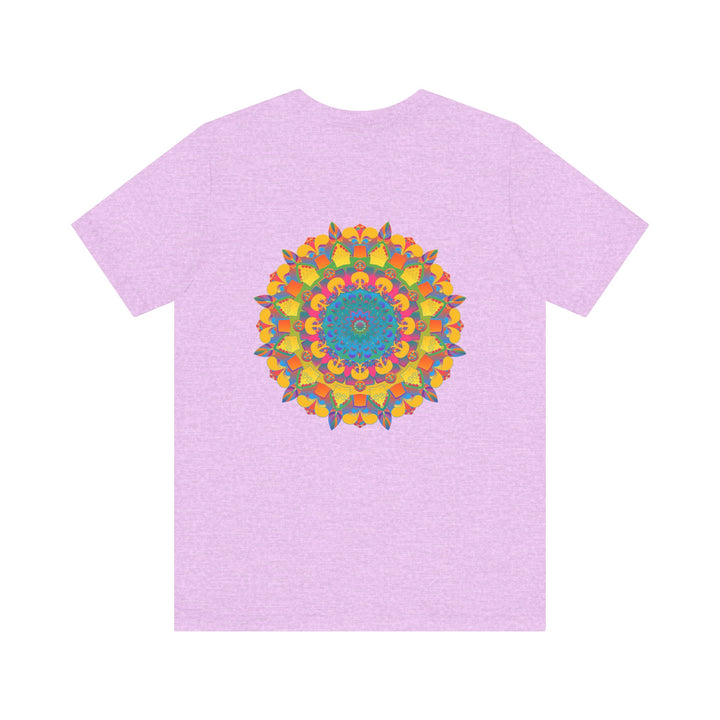 A beautiful, colorful mandala design t-shirt promoting peace and harmony