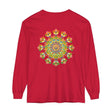 Vibrant mandala long sleeve t-shirt featuring colorful and intricate art design