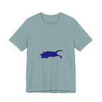 A soft, watercolor black cat mystery t-shirt with a unique, artistic design