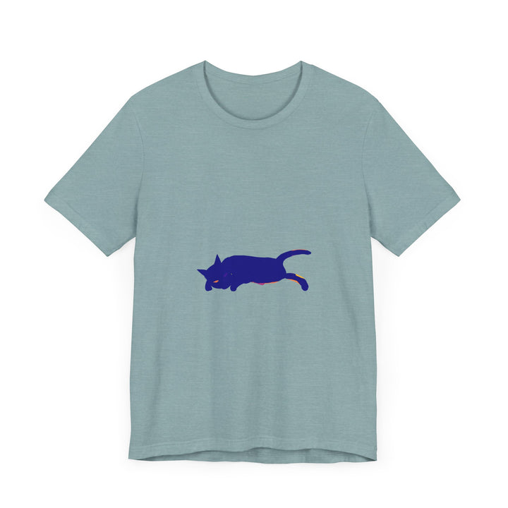 A soft, watercolor black cat mystery t-shirt with a unique, artistic design