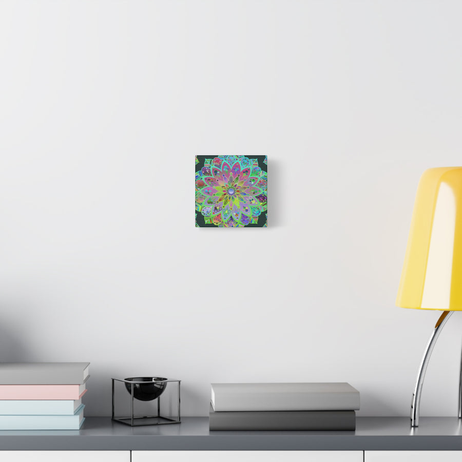 Vibrant Mandala Matte Canvas Wall Art — Colorful Floral Boho Stretched Print
