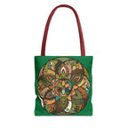 Boho Mandala Tote Bag — Green Floral Pattern AOP Shopper
