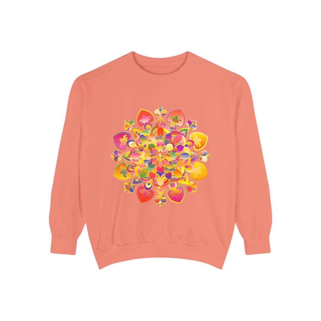 Vibrant mandala sweatshirt with colorful and intricate design