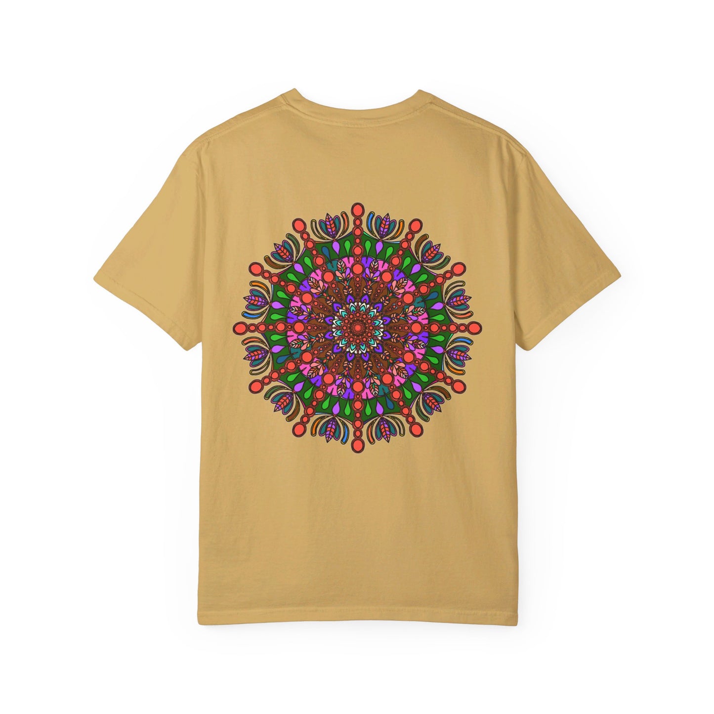 Unisex Mandala T-Shirt made of 100% Ring-Spun Cotton with Hand-Drawn Mandala Art, Garment-Dyed for Extra Comfort