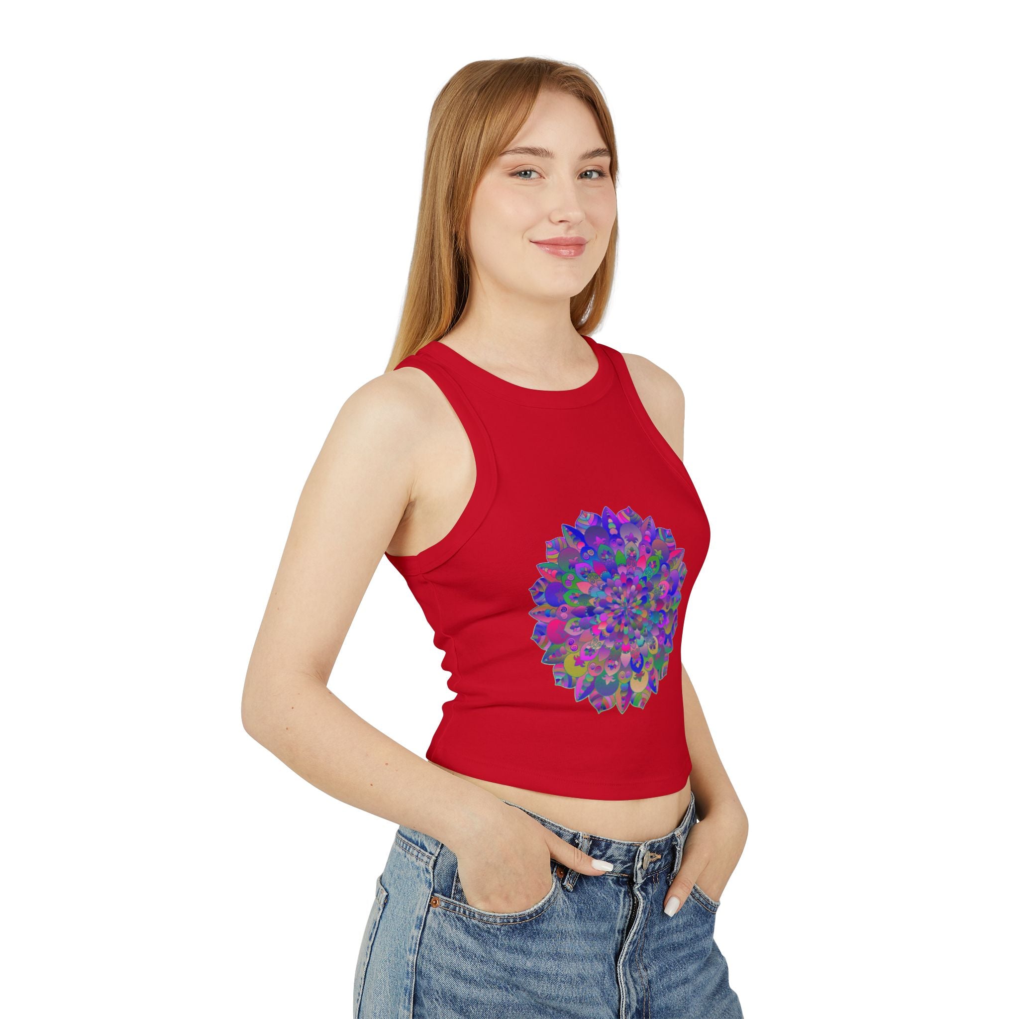  Vibrant Mandala Racerback Tank Top in a unique and eye-catching mandala print