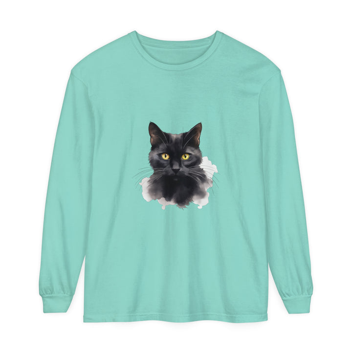 Black Cat Portrait Unisex Long Sleeve T-Shirt featuring a stunning and detailed feline design