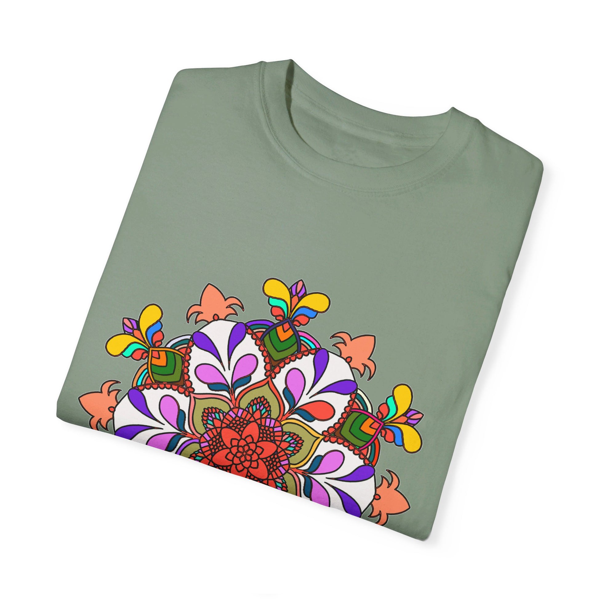 Hand-drawn mandala art unisex t-shirt made with 100% ring-spun cotton and garment-dyed for extra comfort