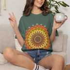 Sunburst Mandala T-Shirt — Vibrant Floral Boho Graphic Tee