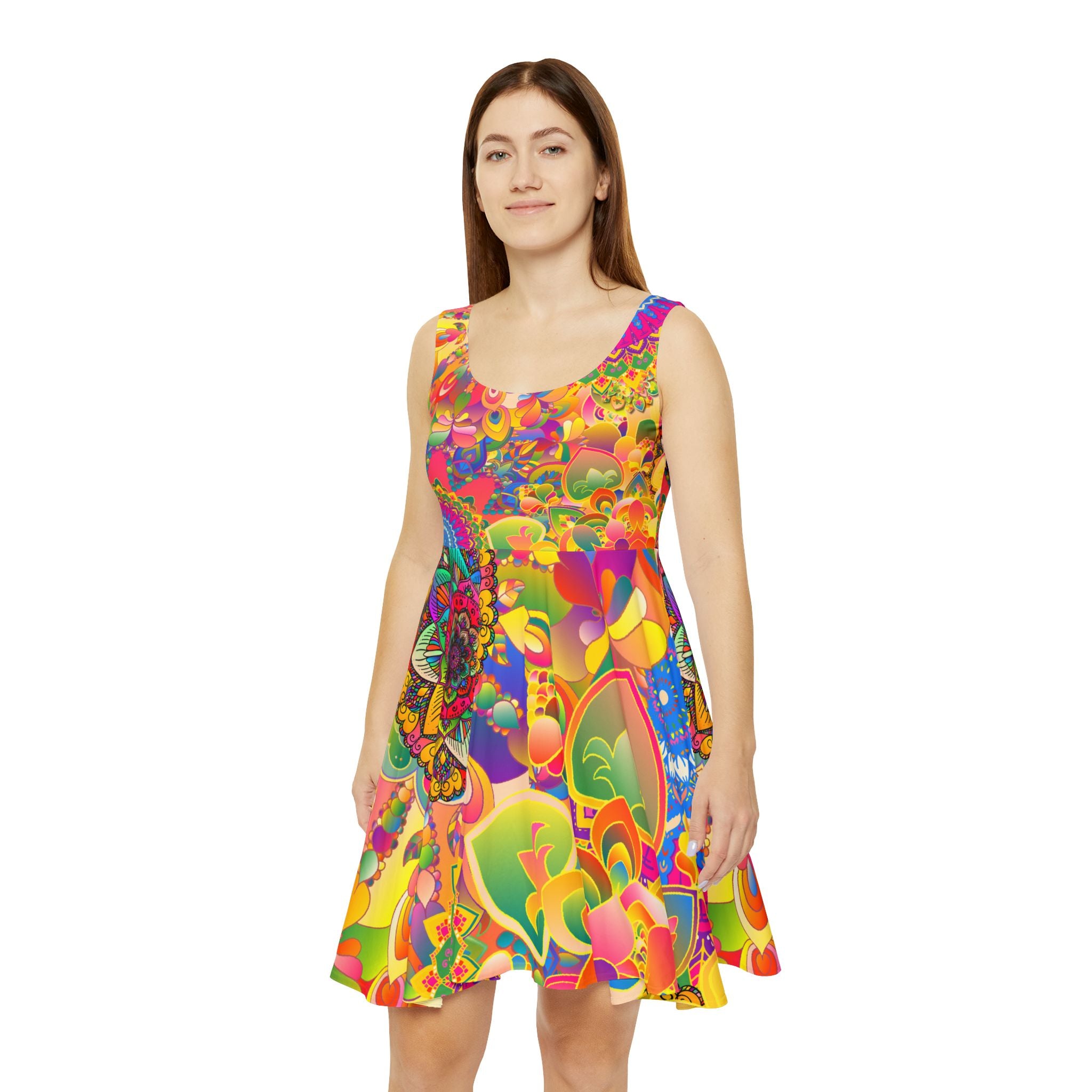 Psychedelic Floral Mandala Skater Dress