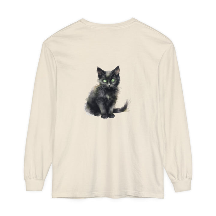 Black Cat Watercolor T-Shirt with Green Eyes, a stylish and eye-catching design perfect for cat lovers and animal enthusiasts