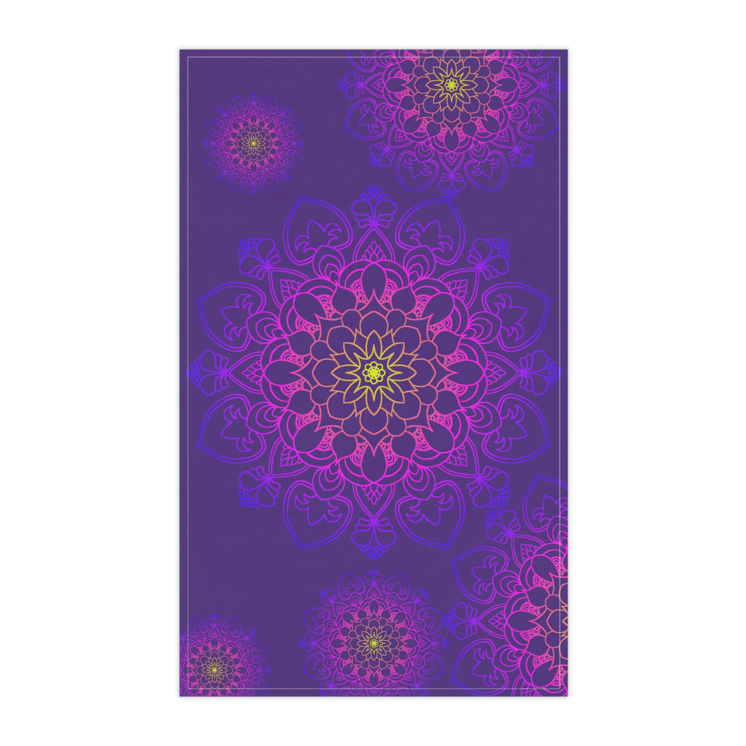 Floral Mandala Kitchen Towels Set in Rich Purple and Pink Hues