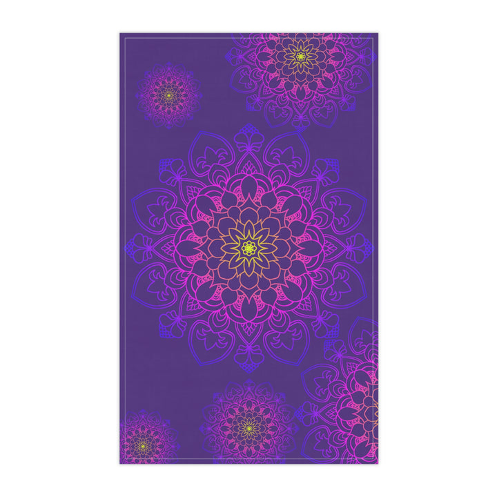 Floral Mandala Kitchen Towels Set in Rich Purple and Pink Hues