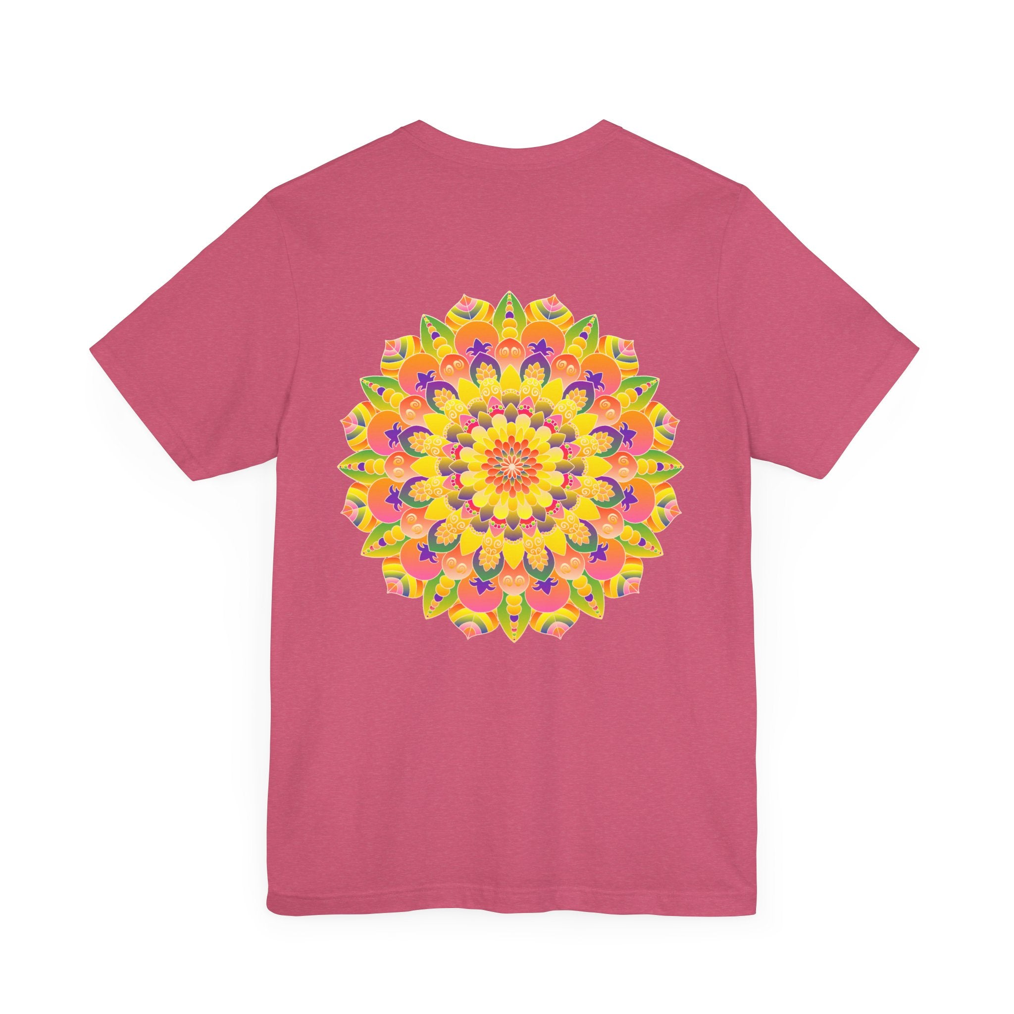 Colorful and intricate mandala design tee promoting peace and harmony