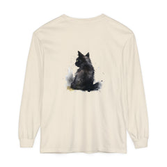 Black Cat Watercolor Dream - Long Sleeve T-Shirt with vibrant colors and artistic cat design