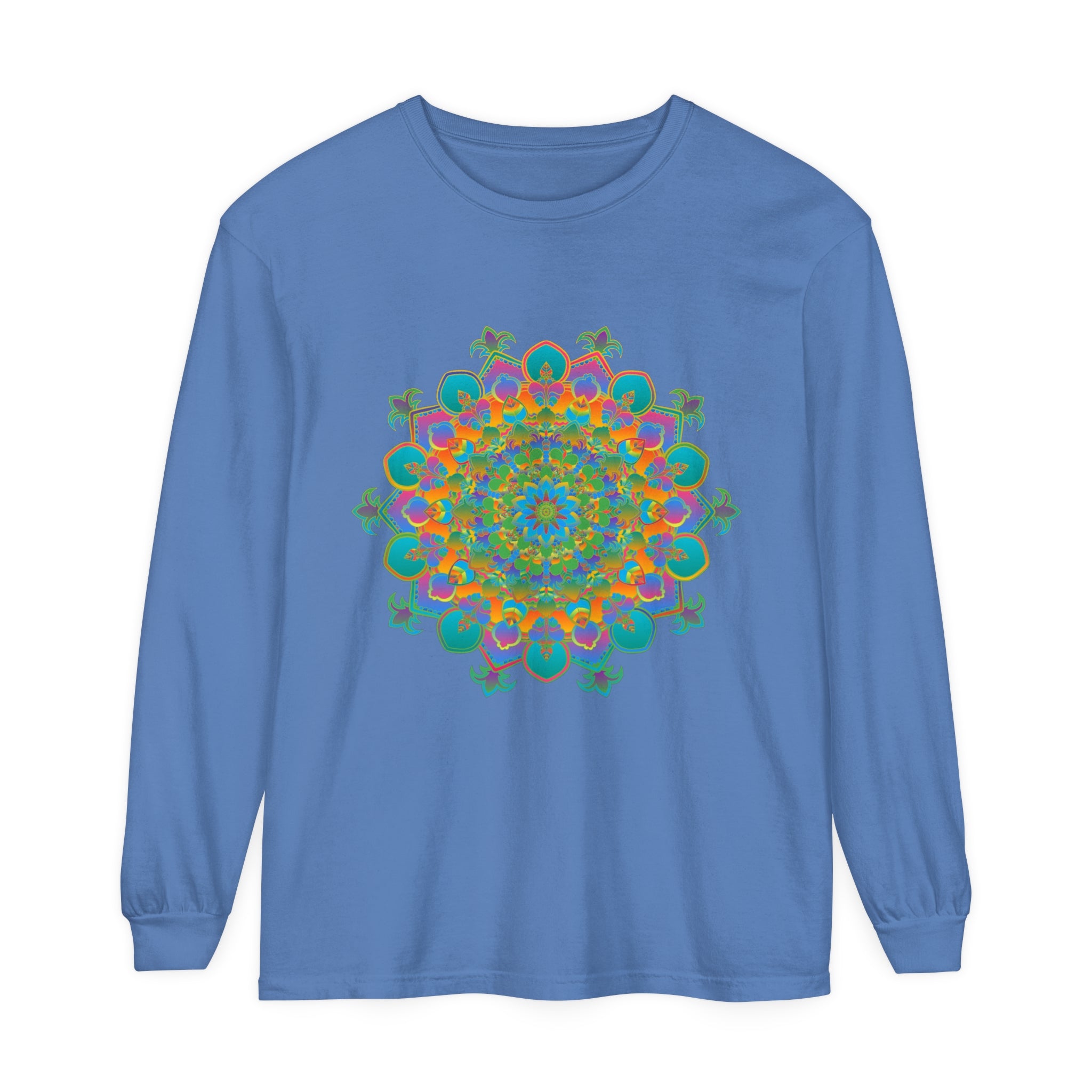 Colorful and intricate mandala design long sleeve t-shirt for both men and women