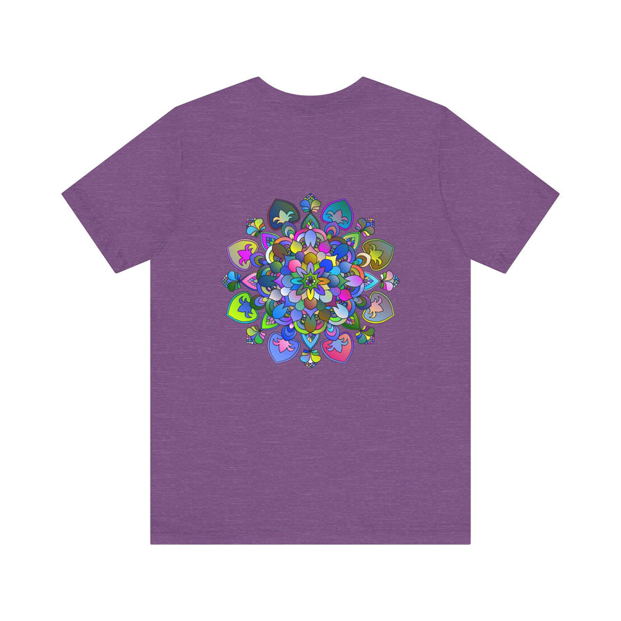 Close-up of the Vibrant Mandala Tee - Spiritual Peace & Harmony shirt, showcasing vibrant colors and detailed design
