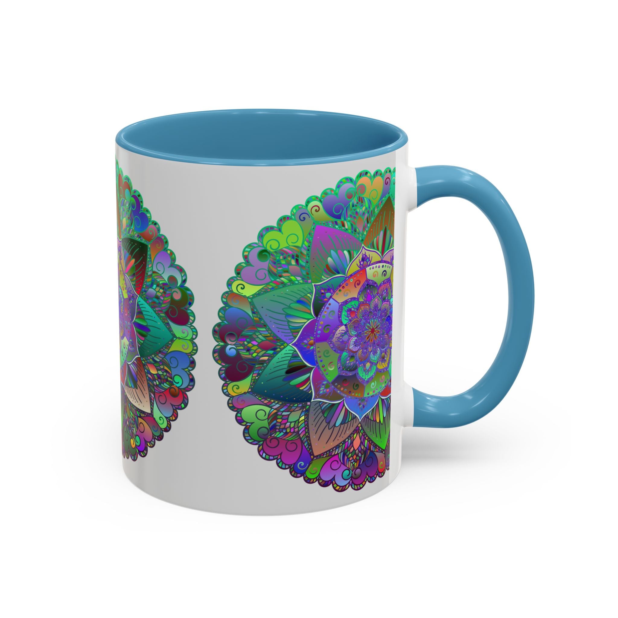 Colorful mandala art mug with detailed and intricate designs