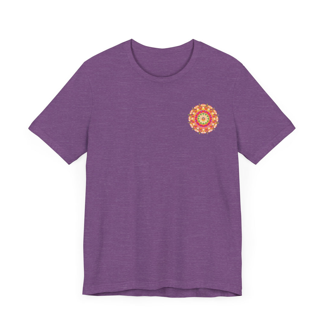 Colorful mandala tee shirt with intricate design representing spiritual peace and harmony