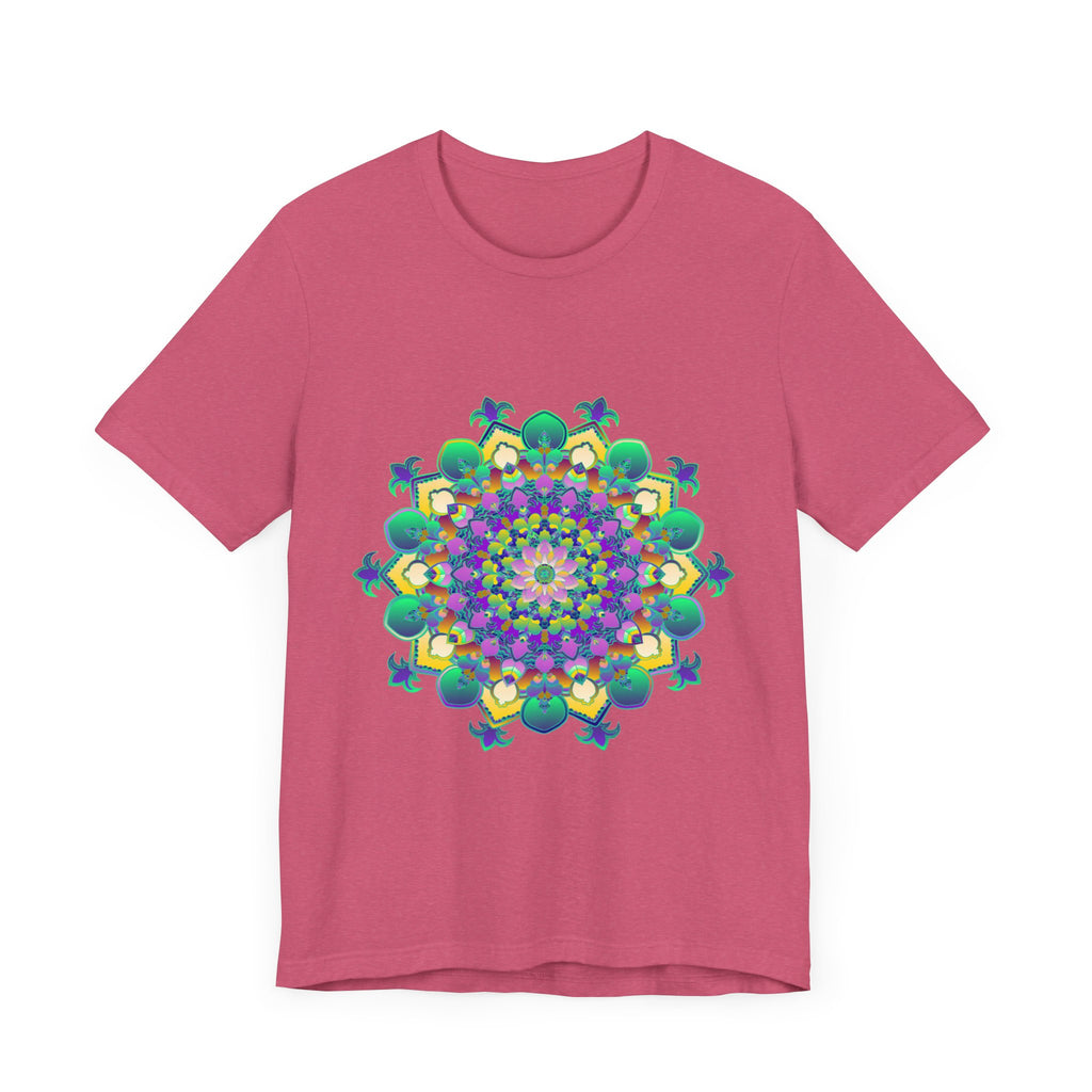 Colorful mandala meditation tee featuring vibrant colors and intricate design for peace and tranquility during mindfulness practice and relaxation