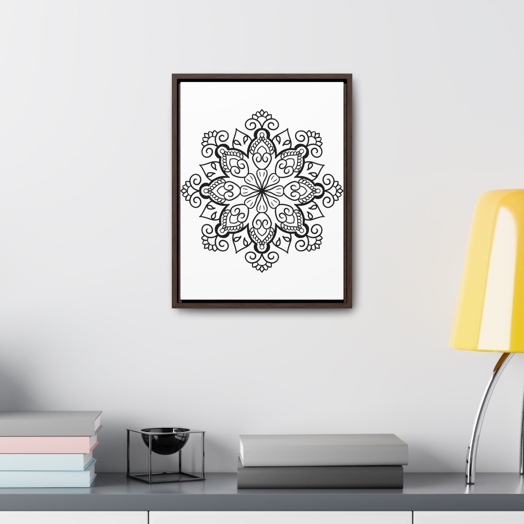 Mandala Handmade Art - Black & White Wall Art - Gallery Canvas Wraps, Vertical Frame 40