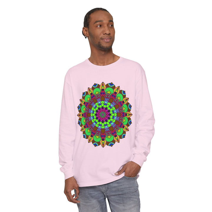 Vibrant and intricately designed colorful mandala unisex long sleeve t-shirt