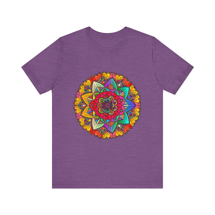 Vibrant Mandala Tee with Green and Blue Spiritual Design