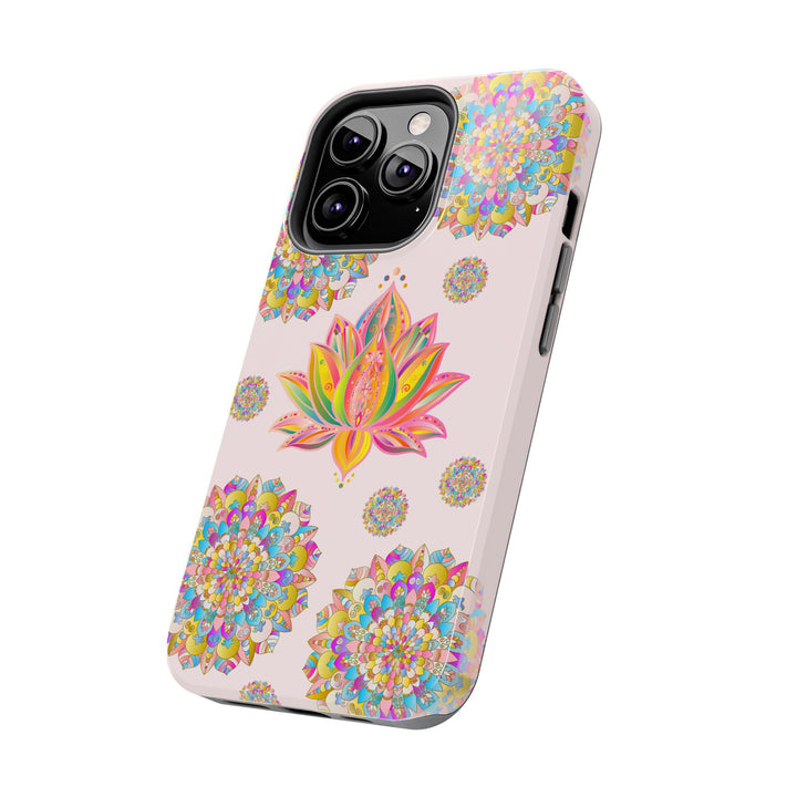 Phone Case with a Beautiful Light Pink Lotus Flower Mandala Design