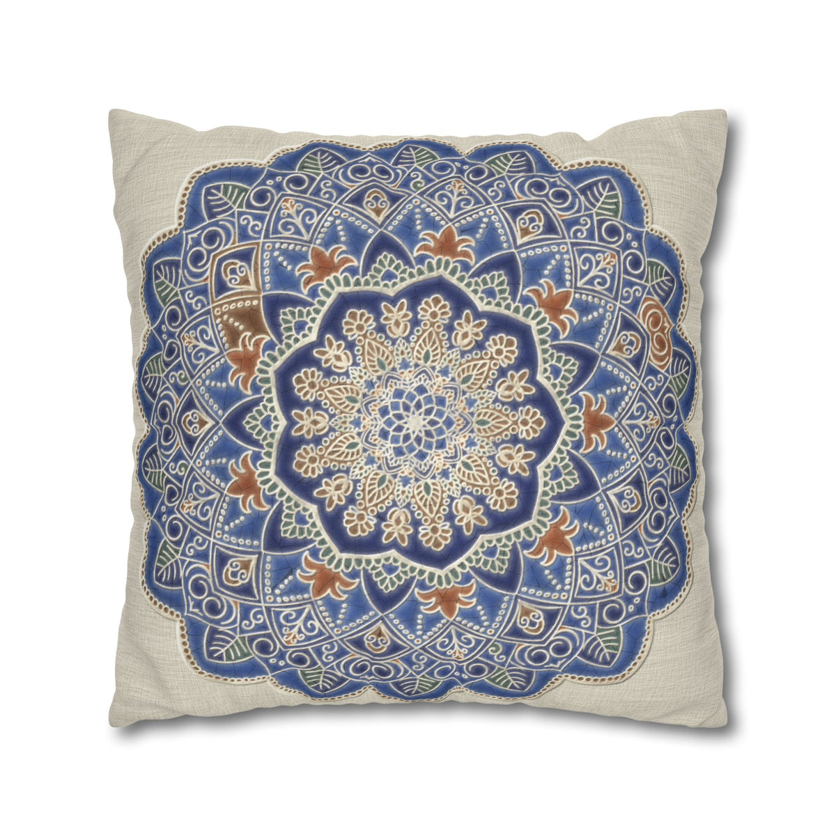 Federe quadrate Mandala blu