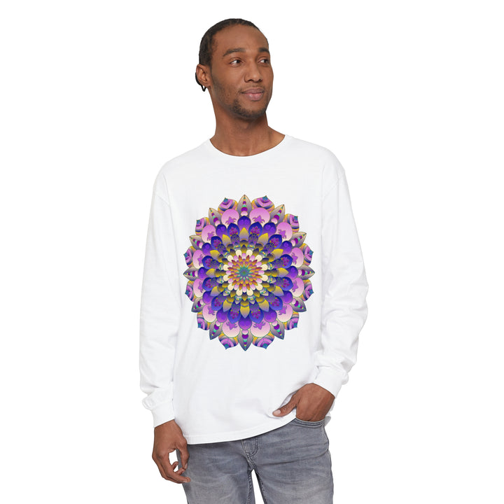 Unique and eye-catching long sleeve t-shirt with a psychedelic mandala print