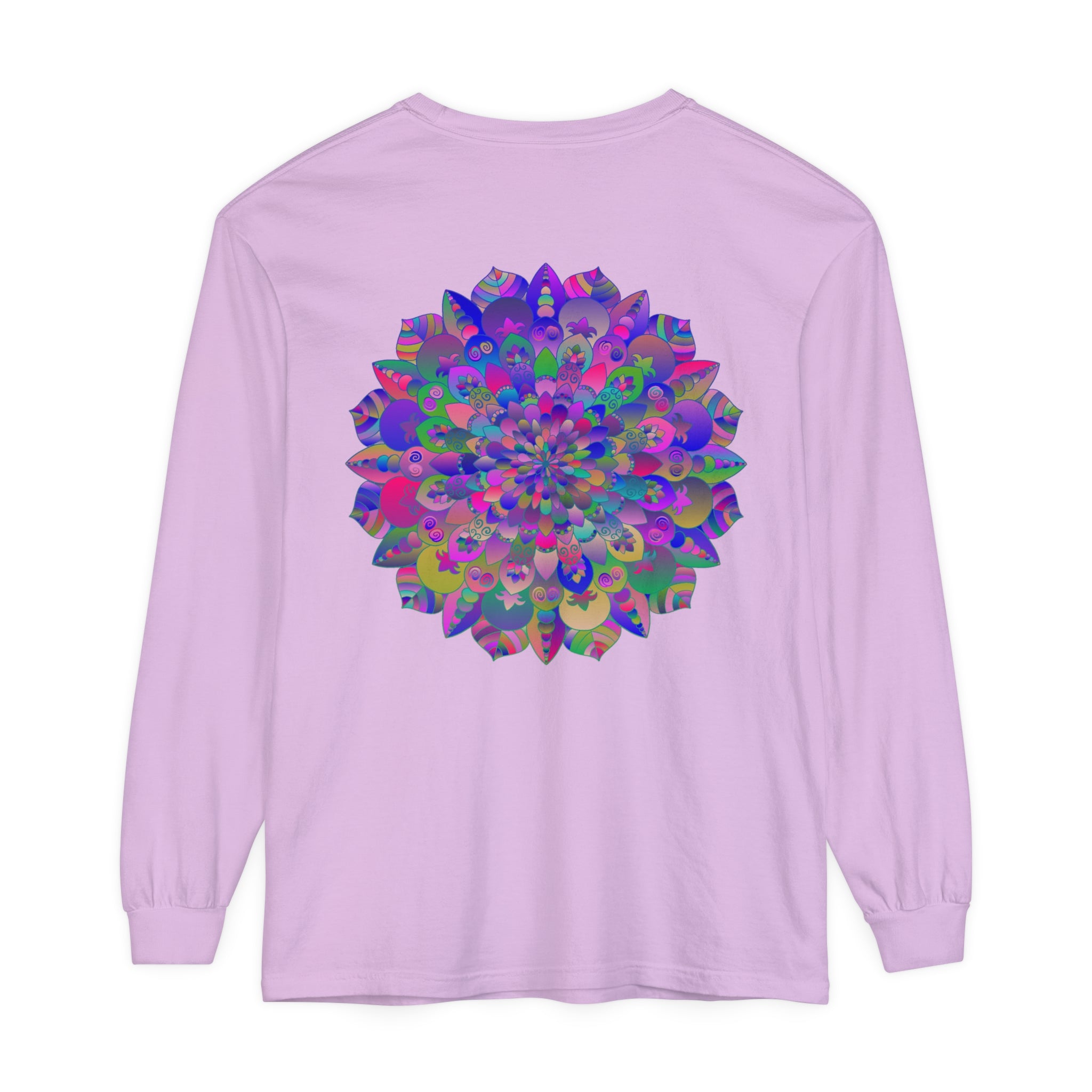 Colorful and intricate mandala design long sleeve t-shirt for a vibrant look