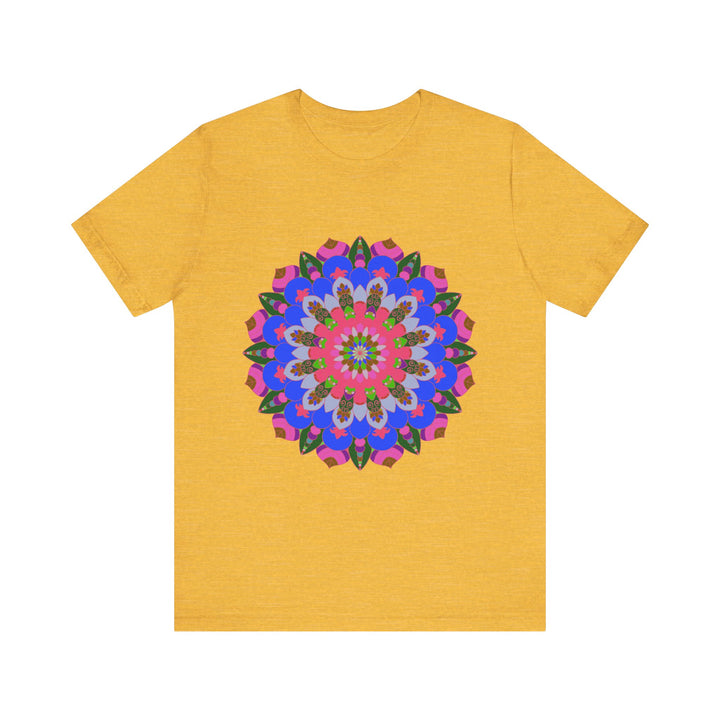 Colorful mandala geometric t-shirt featuring vibrant hues and intricate patterns