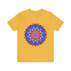 Colorful mandala geometric t-shirt featuring vibrant hues and intricate patterns