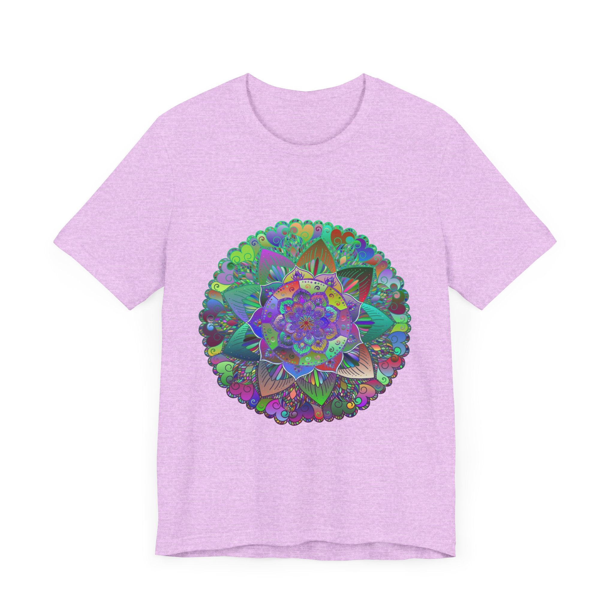 Vibrant Mandala Tee featuring a colorful and psychedelic design perfect for free spirits and lovers of unique fashion trends