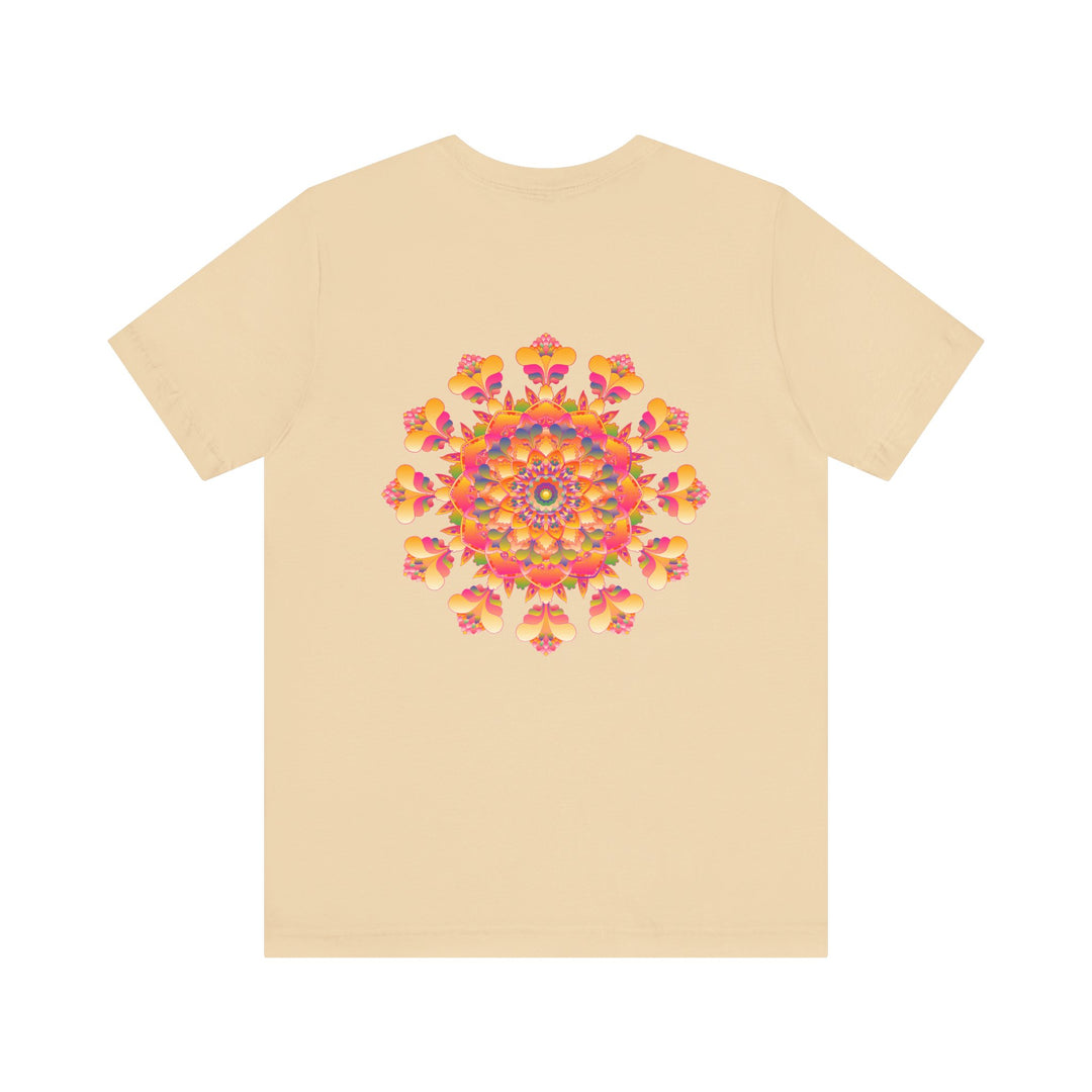 Beautiful and intricately designed Vibrant Mandala Tee, representing spiritual peace and harmony, perfect for embracing positivity and tranquility in your daily life