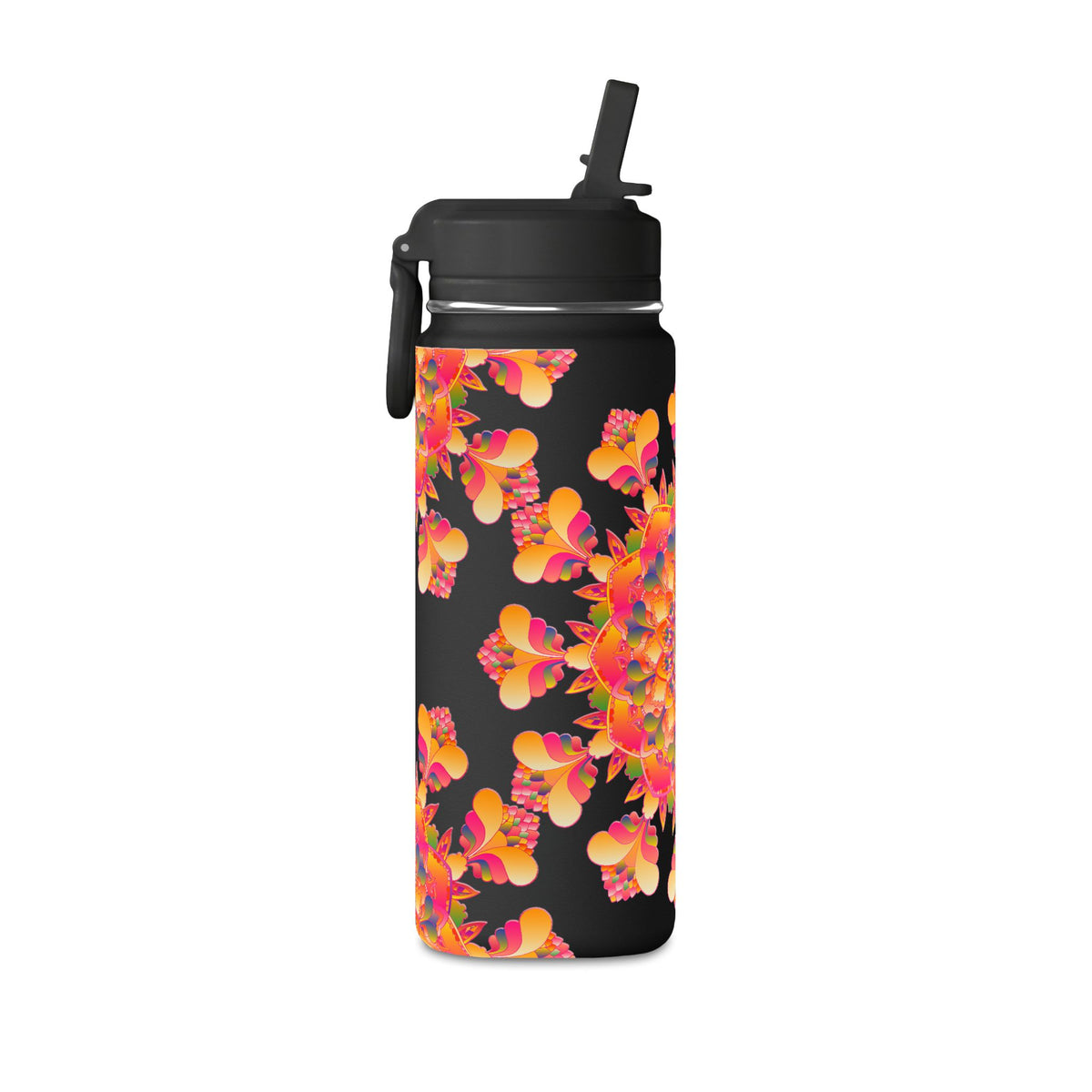 20oz Floral Mandala Mini Water Bottle – Colorful Boho Hydration Bottle