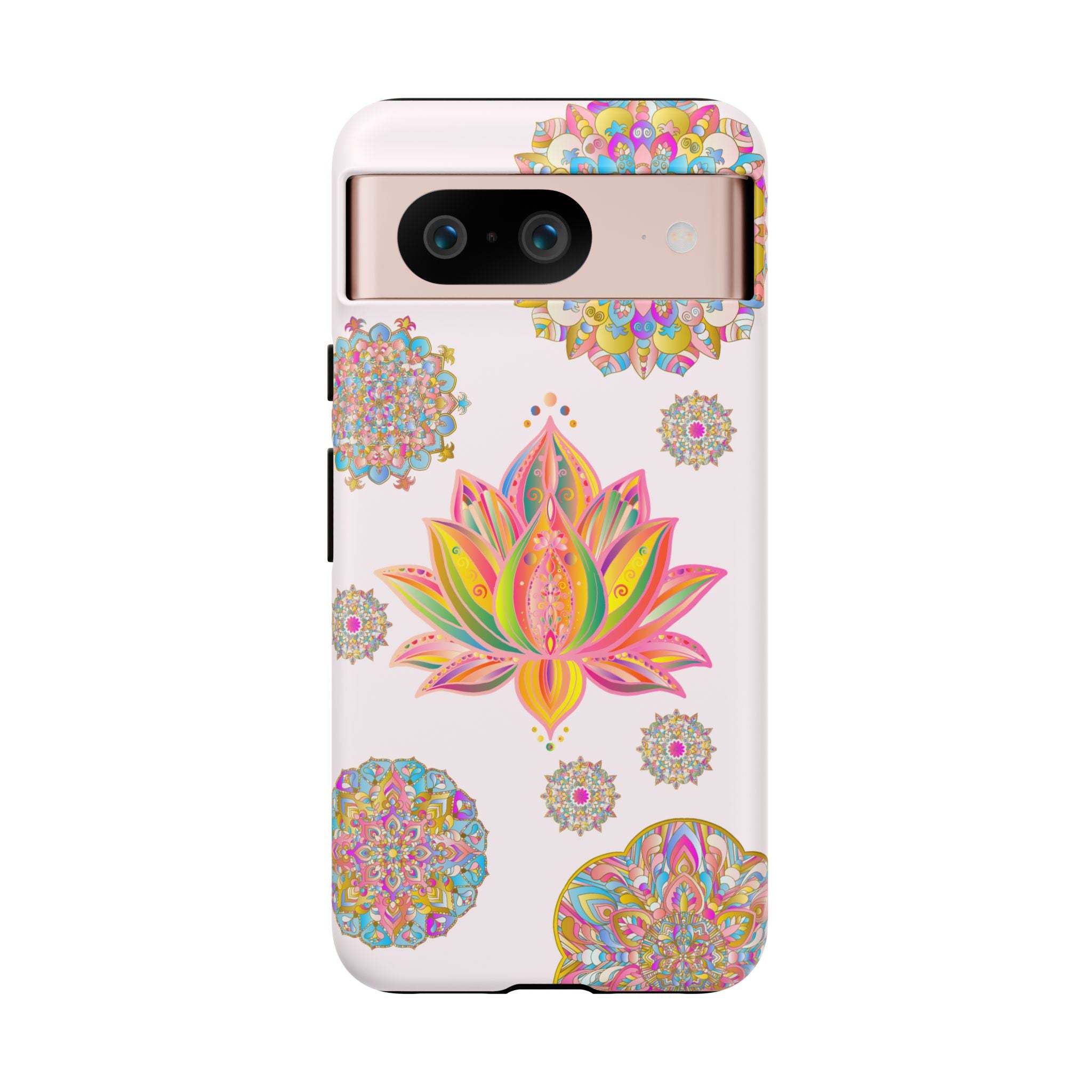 Light pink lotus flower mandala design phone case for stylish protection