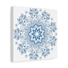 Handmade Mandala Design Wall Art in Steel Blue on Matte Canvas, Stretched, 125 Frame