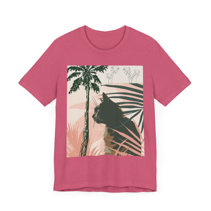 Stylish black cat jungle tee with intricate jungle print design