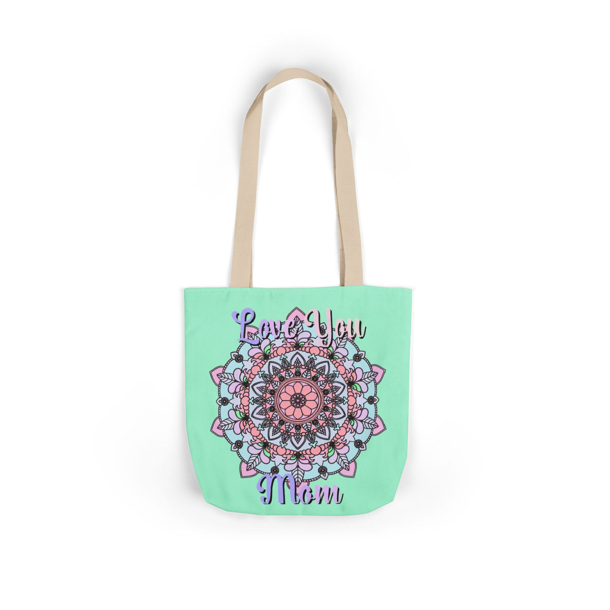 Mandala 'Love You Mom' Canvas Tote — Floral Mother's Day Gift Bag