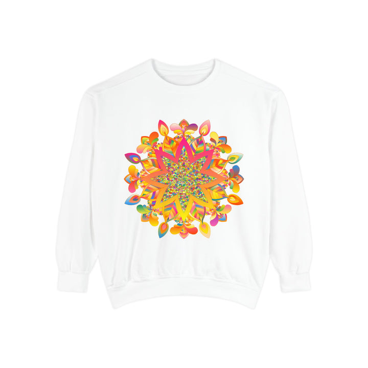 Colorful and intricate Mandala Sweatshirt with vibrant design and cozy fit