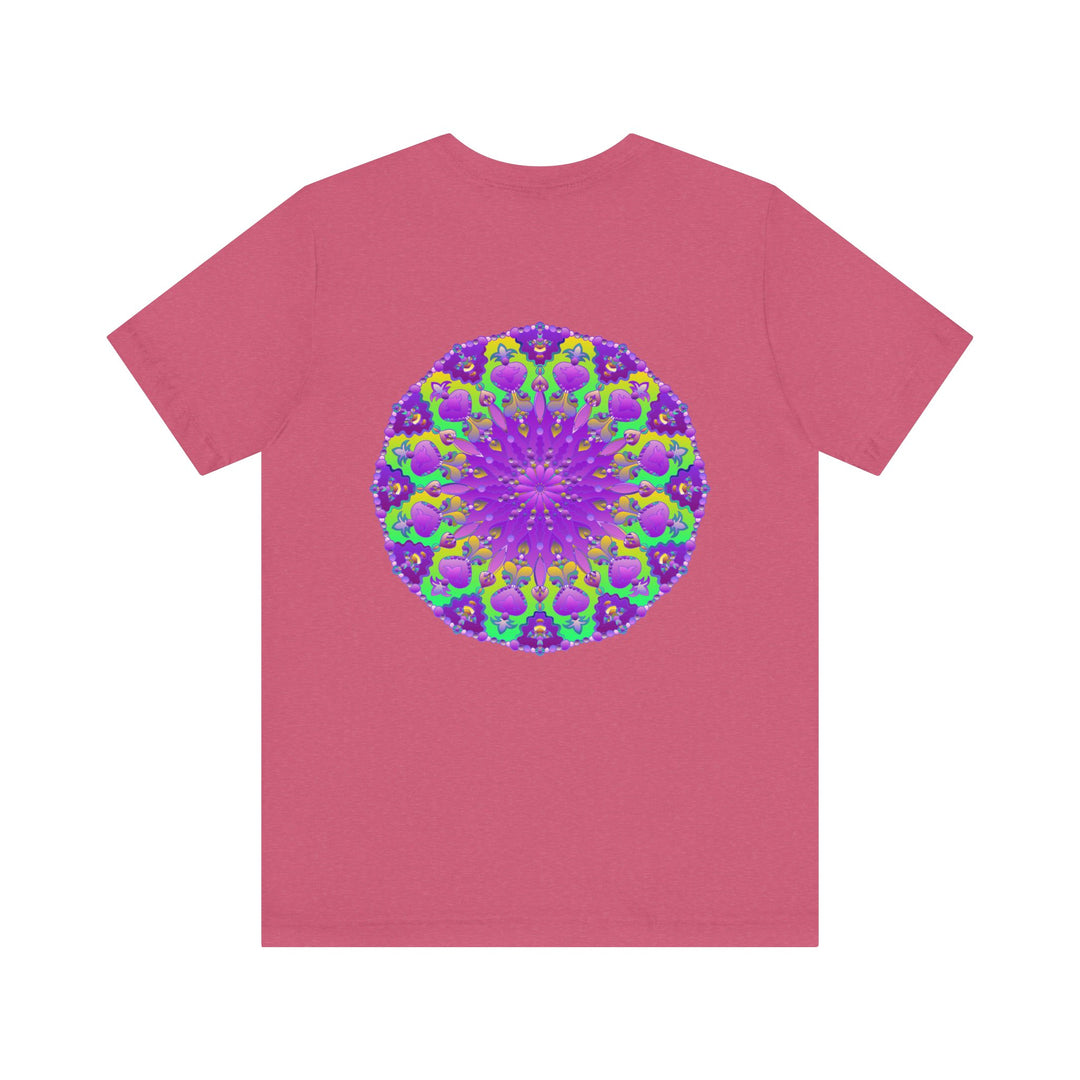 A beautiful purple mandala tee with intricate spiritual design for peace and harmony