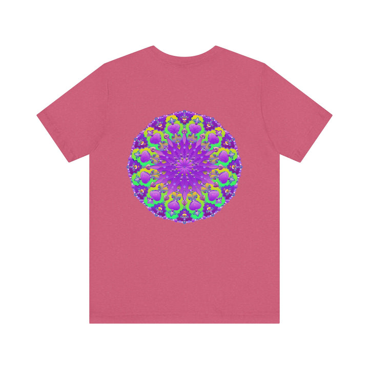 A beautiful purple mandala tee with intricate spiritual design for peace and harmony