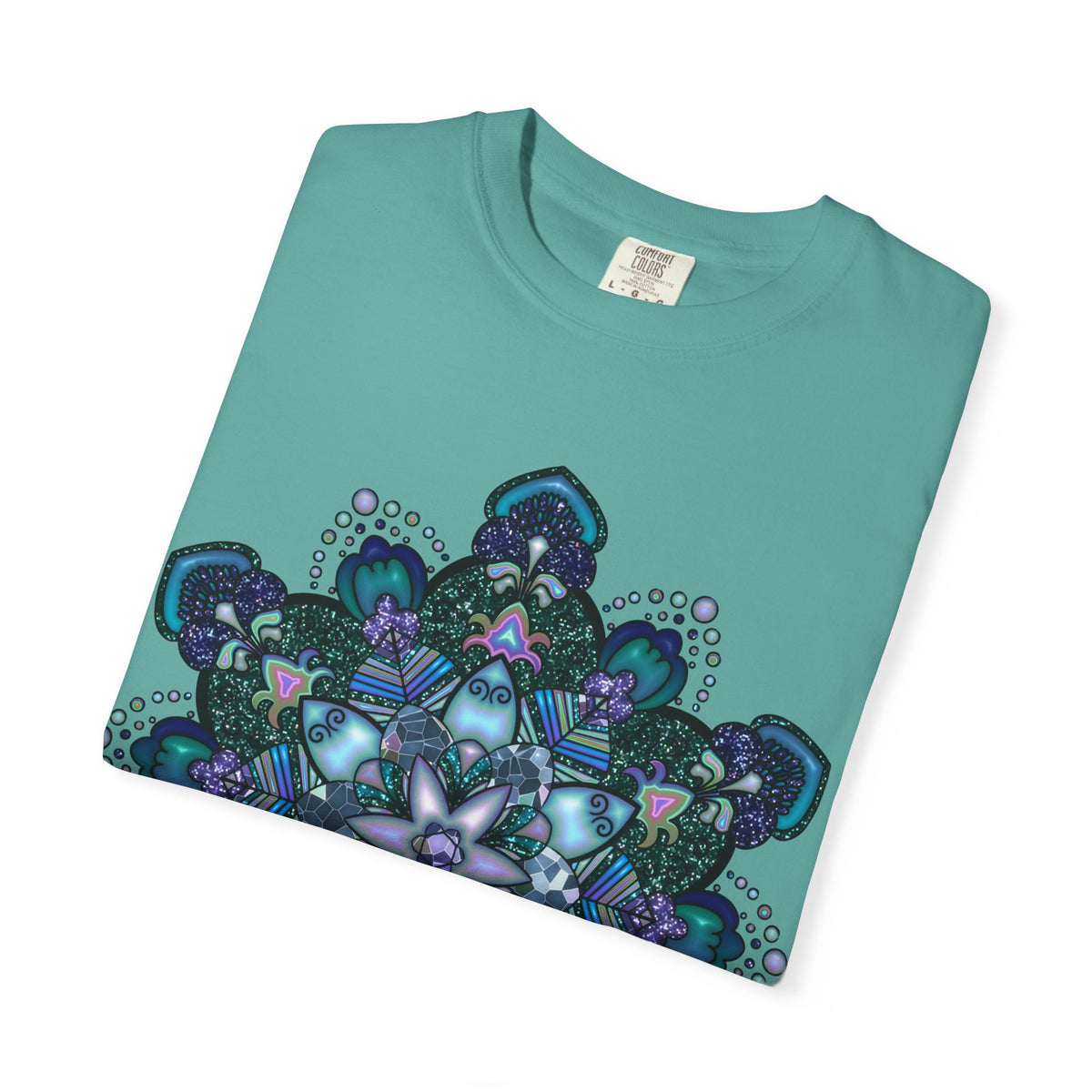 Mandala T-Shirt – Blue Purple Boho Geometric Floral Design
