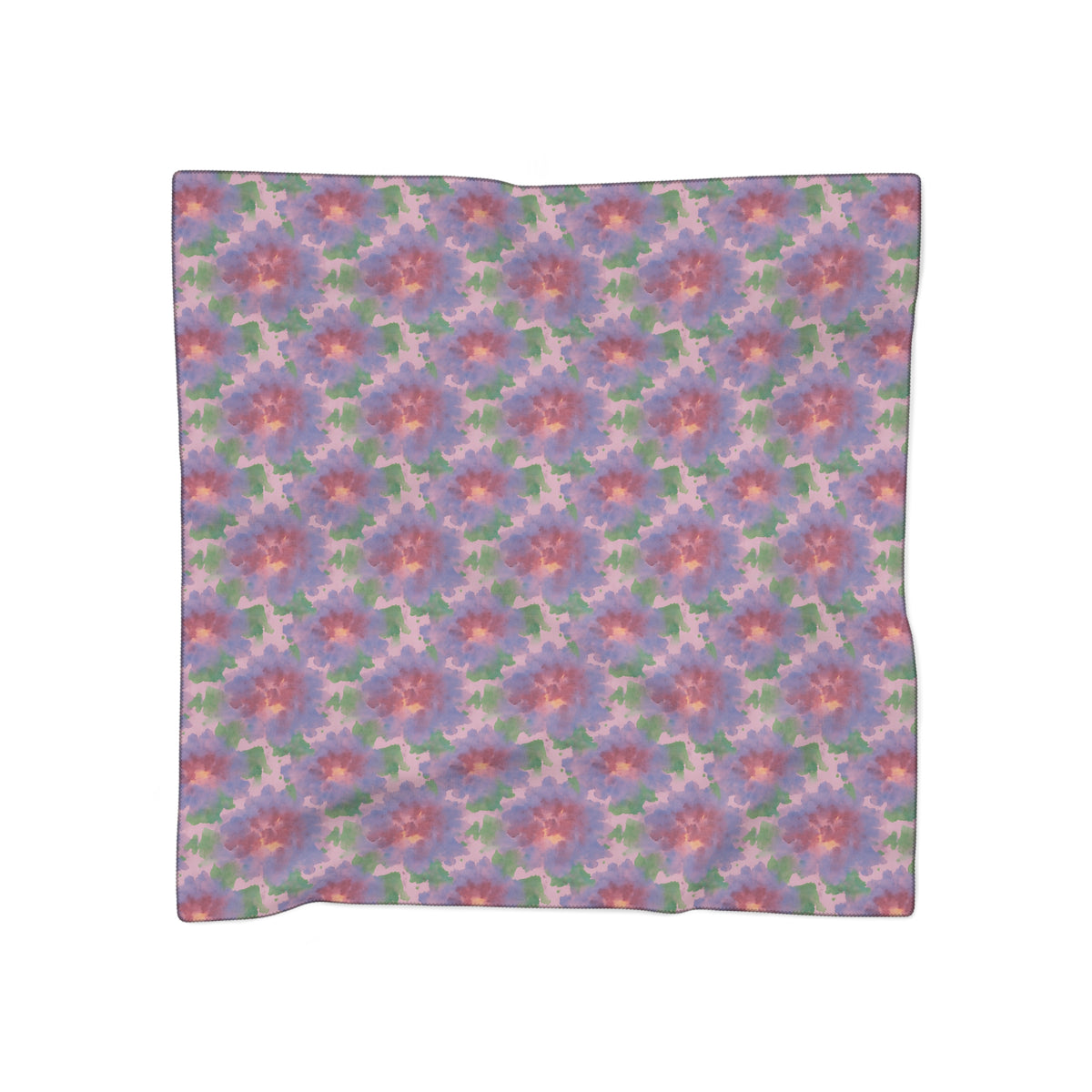 Floral Watercolor Poly Scarf - Lavender Pink Green Spring Pattern