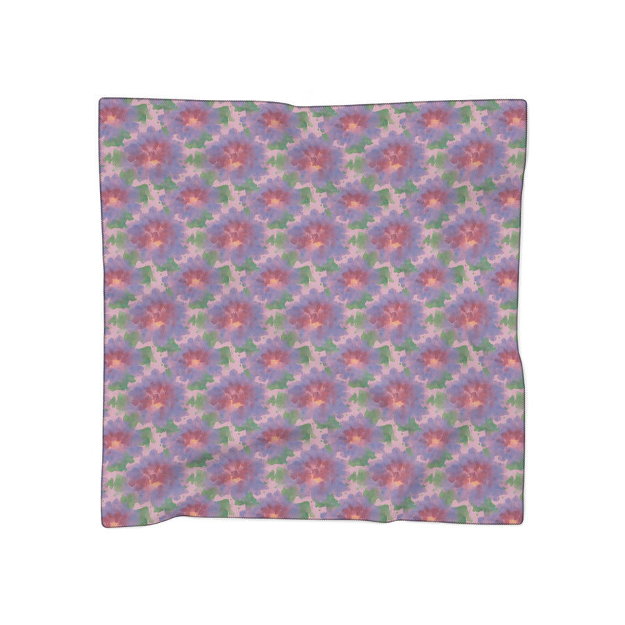 Floral Watercolor Poly Scarf - Lavender Pink Green Spring Pattern