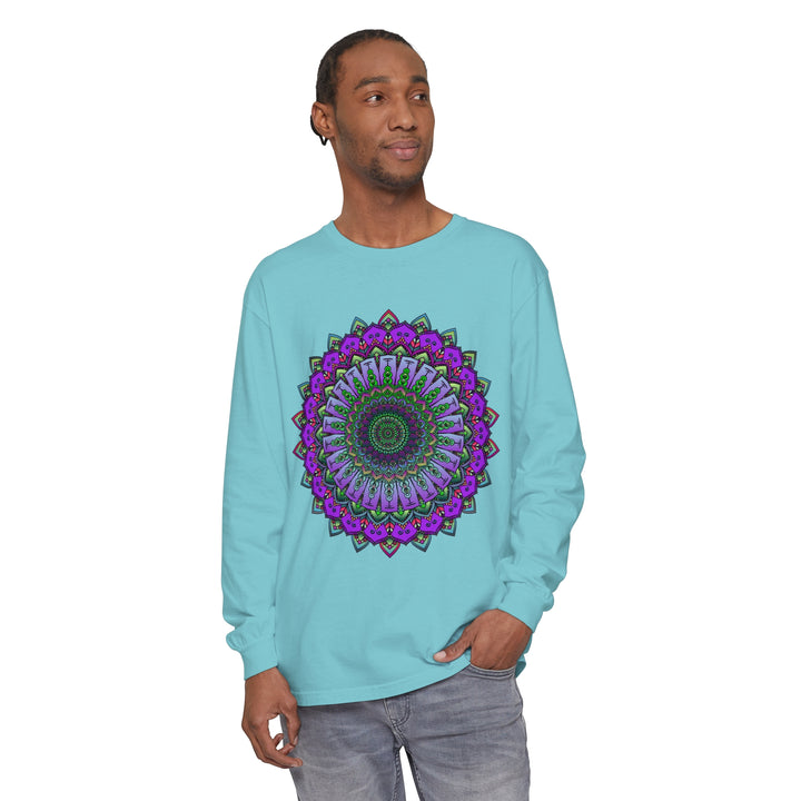 Intricate Mandala Unisex Long Sleeve T-Shirt with detailed geometric design