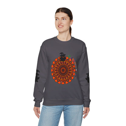 Eye-catching and cozy sweatshirt adorned with hand-drawn mandala ghost design