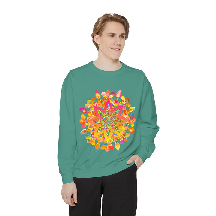 Colorful and intricate mandala design sweatshirt perfect for casual and stylish wear