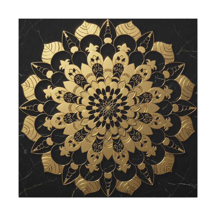 Infinite Bloom – Ornate Gold Mandala Canvas