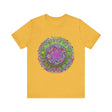 Vibrant Mandala Tee featuring colorful geometric art in a rainbow of hues